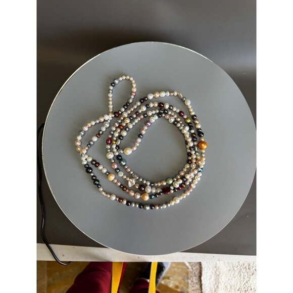 72" Multicolor Baroque Cultured Freshwater Pearl Endless Rope Necklace - Picture 3 of 9